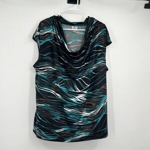 Worthington Womens 2X Stretch Cowl Neck Sleeveless Blouse Fairygoth Business